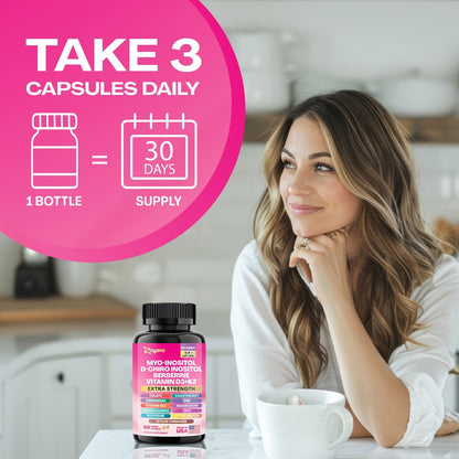 Myo Inositol Supplement 750mg, Berberine 500mg, D-Chiro Inositol 50mg, Folate 400mcg, Chromium 100mcg, Ceylon Cinnamon 200mg, Ashwagandha 100mg, DIM 75mg, Vitex Chasteberry 150mg, 90 Capsules-Shop