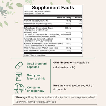 Micro Ingredients Saffron+ Advanced Supplements, 60 Veggie Capsules-Shop