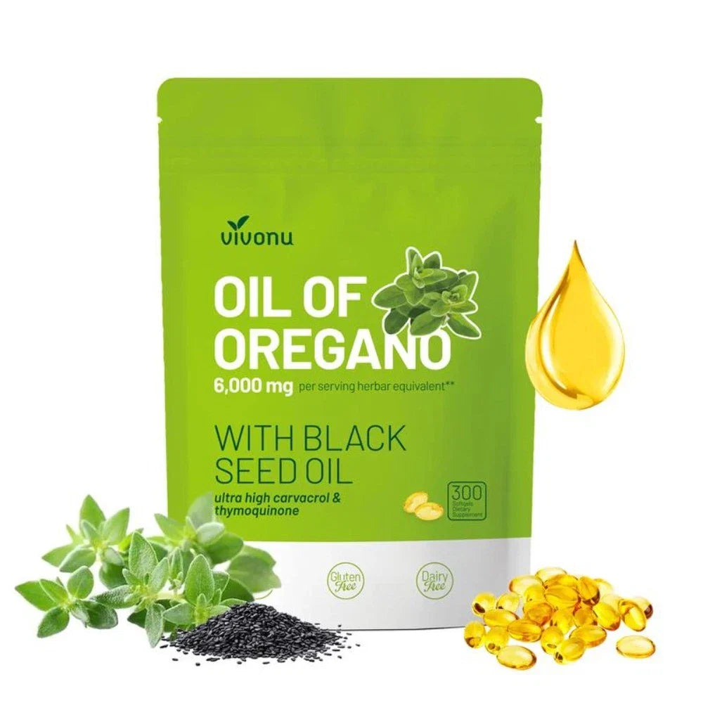 High Potency Oil of Oregano & Black Seed Oil, 300ct Organic Softgels,Antioxidant-Shop