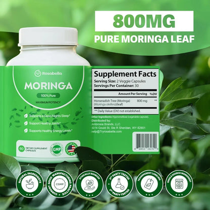 60 Count Moringa Capsules Pure Moringa Powder, Immune & Gut Health Superfood-Shop