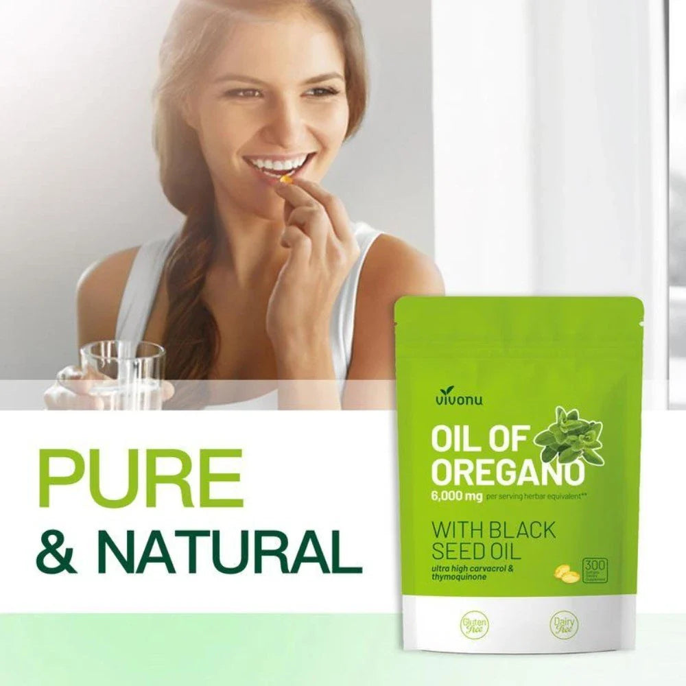 High Potency Oil of Oregano & Black Seed Oil, 300ct Organic Softgels,Antioxidant-Shop