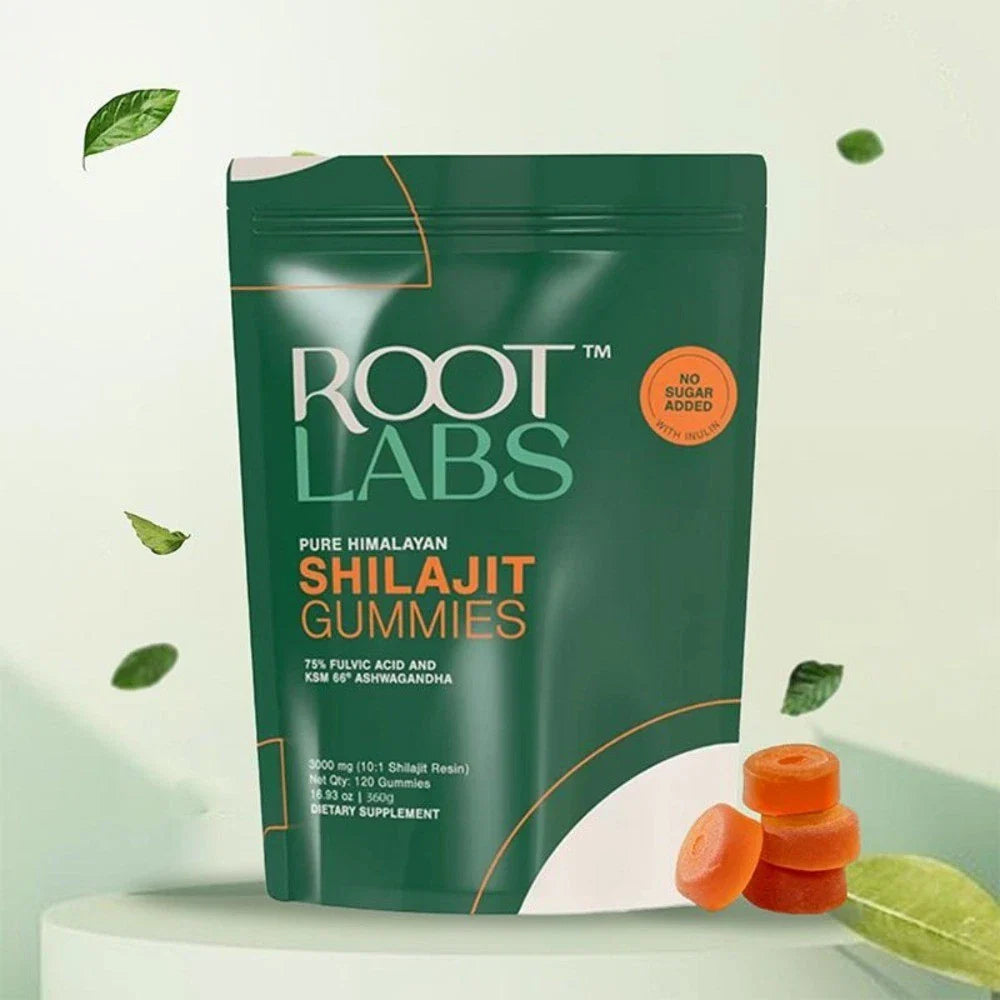 ROOT LABS Shilajit Gummies: KSM-66 Ashwagandha, Sugar-Free & Vegan