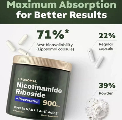 NAD+ Supplement for Anti-Aging Energy Focus & Nicotinamide Riboside Resveratrol-Shop