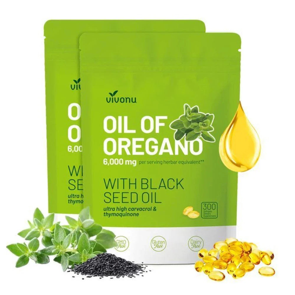 High Potency Oil of Oregano & Black Seed Oil, 300ct Organic Softgels,Antioxidant-Shop