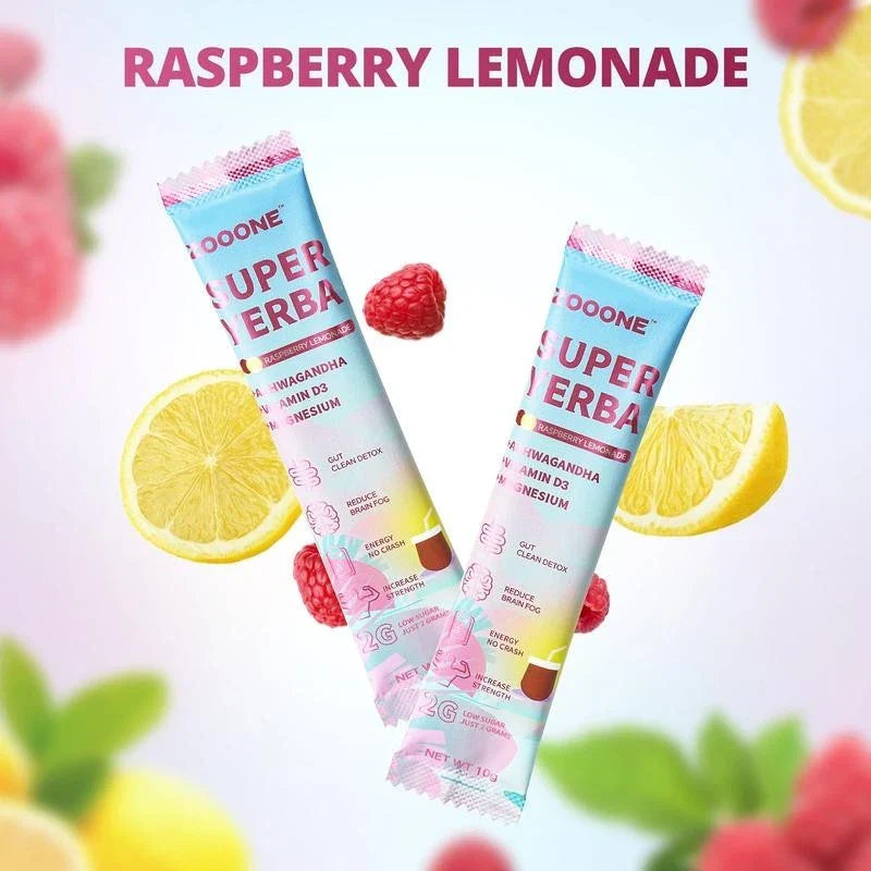 Super Yerba | Yerba Mate Instant Tea Powder |  RASPBERRY LEMONADE Flavor | 30 Se