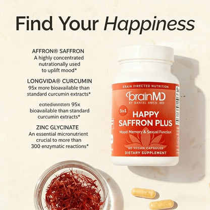 Happy Saffron Plus by BrainMD,Clinically Studied for Positive Mood-Shop