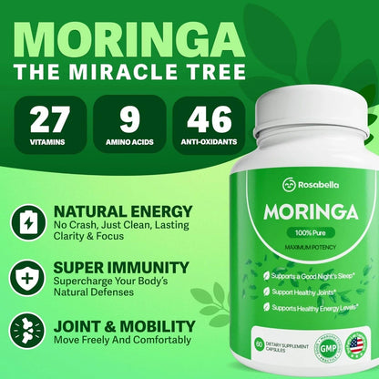 60 Count Moringa Capsules Pure Moringa Powder, Immune & Gut Health Superfood-Shop