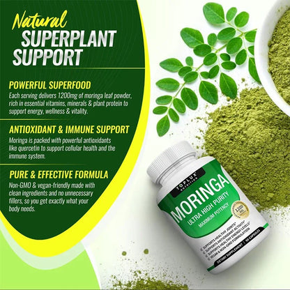 Toplux Nutrition Moringa Capsules - Immune Support, Natural Green Superfood+