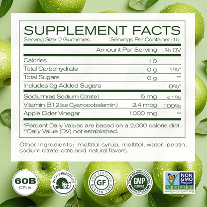 Apple Cider Vinegar Gummies  Formulated to Support Normal Energy Levels & Gut He
