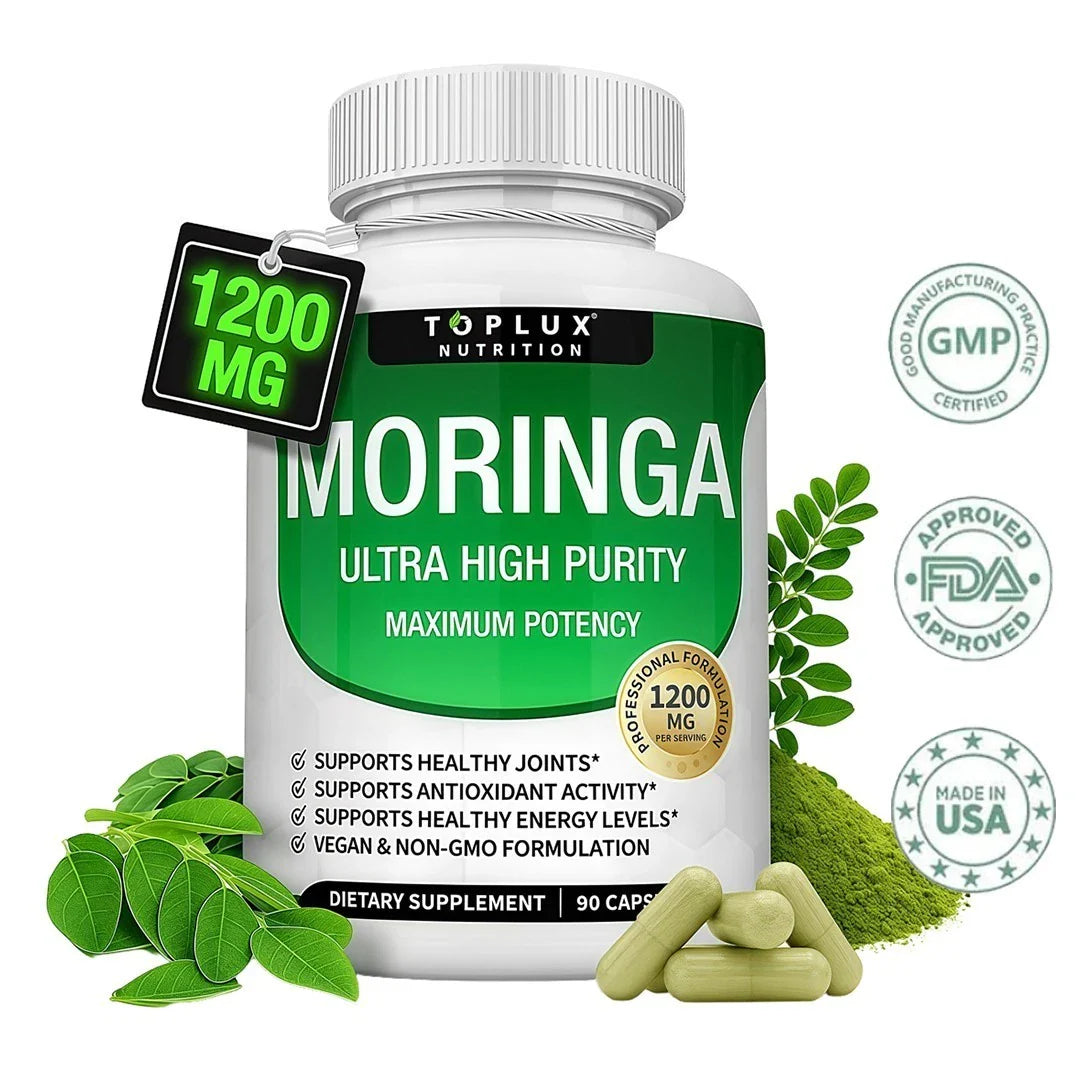 Toplux Nutrition Moringa Capsules - Immune Support, Natural Green Superfood+